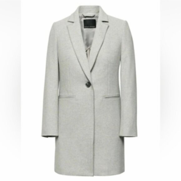 Banana Republic X Mario Bellucci Italian Wool Melton Grey Car Coat 6 Petite - Picture 15 of 15